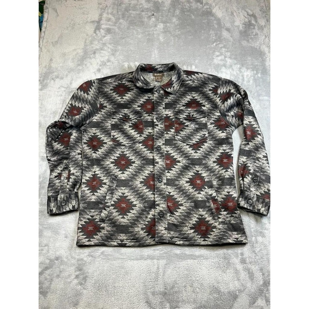 Ariat Caldwell Printed TEK Shirt Jacket Mens XL Gray Western Cowboy Button Up